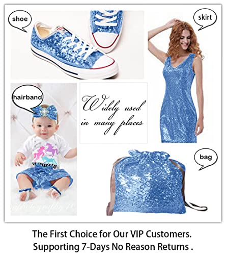 ShiDianYi Baby Blue Sequin Fabric by The Yard - 15 Feet (5 Yards) Glitter Mesh Material for Dresses, Sewing, Backdrops，Sparkle Tablecloth - color: Baby Blue, size: 5 Yard