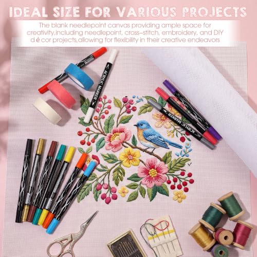 Yinder 17pcs 14 Mesh Needlepoint Canvas Kit Needlepoint Painted Canvas - color: Blue