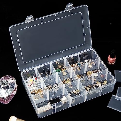 Gospire 2PCS 15 Large Grids Clear Plastic Box Organizer Storage Container - color: Clear-15 Grids*2