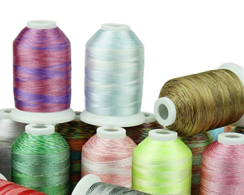 Simthreads 28 Variegated Color Embroidery Machine Thread 1100 Yards Each for Janome Brother Pfaff Babylock Singer Bernina Husqvaran and Most Sewing Embroidery Machines - color: 28 Shades