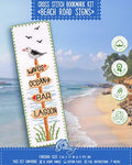 Povitrulya Beach Signs Cross Stitch Bookmark - Coastal Wood Signs Embroidery Set with Paper Pattern, 16 Count Aida Cloth and Pre-Sorted Floss - color: Beach Signs