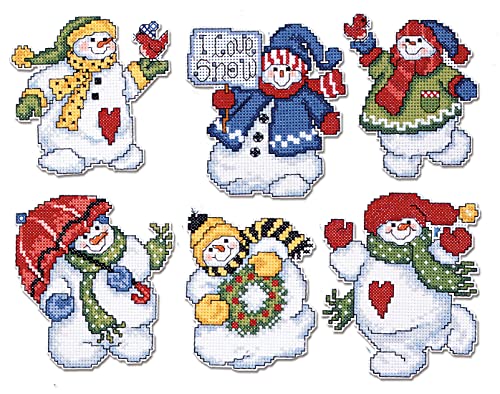 Design Works Crafts 1661 I Love Snow, 3-1/2"-4" Each Cross Stitch Ornament Kit (Set of 6), I Love Snow