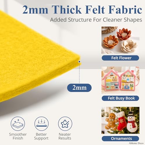 12" x 12" Felt Sheets for Crafts, 2mm Stiff Felt (12 Pcs) Golden Yellow - color: Golden Yellow