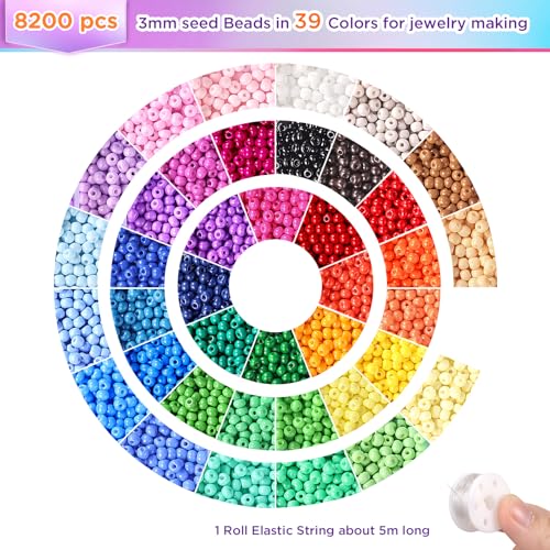3mm Seed Beads Uniform, Funtopia 39 Colors Small Beads for Jewelry Making - color: Uniform Solid Color, size: 3mm