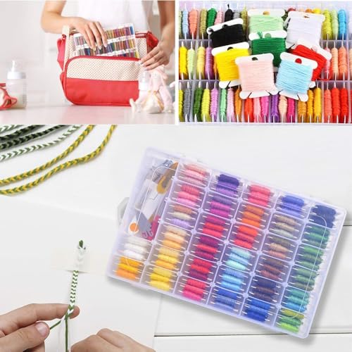 Embroidery Floss Organizer Cross Stitch Thread Organizer-Bobbin Winder 1 Removable 24 Compartments with 100 Floss Bobbins and 2 Pieces Numbered Stickers for Craft DIY Embroidery - size: 24 Compartment