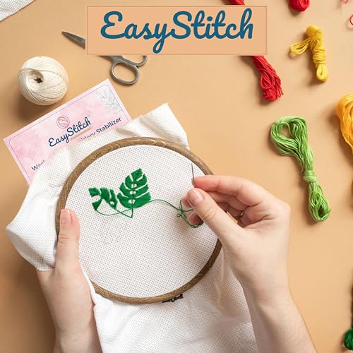 EasyStitchStudio 12 Pcs Stick n Stitch Embroidery Paper Sheets – 8.5” x 11” Water Soluble Stabilizer for Embroidery – Adhesive Stabilizer for Transferring Embroidery Patterns