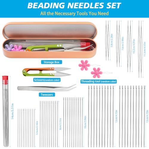 kdafio Big Eye Beading Needles Set, Long Straight Bead Needles - style: 58 Pcs