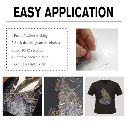 1 Pc Mandela Cat Pattern Rhinestone Iron on Hotfix Transfer Decal, Bling DIY Patch Clothing Repair Applique T-Shirt Vest Shoes Hat Jacket Decor Clothing DIY Accessories - style: Mandela Cat