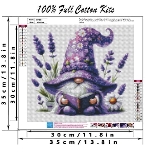 Gnome Stamped Cross Stitch Kits Cross Stitch Patterns,Flower Dimensions Cross Stitch Kits Embroidery Kit Arts and Crafts for Beginners 13.7x13.7 inches - color: D057A