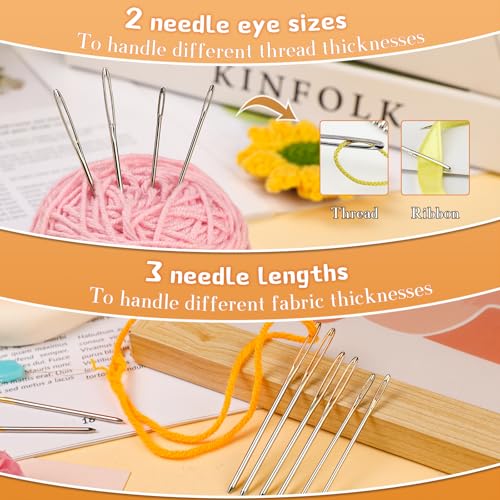 TLKKUE 12 Pcs/3 Sizes Large-Eye Blunt Needles, Steel Yarn Needle Silver - color: Silver, size: 3 sizes/12 pcs