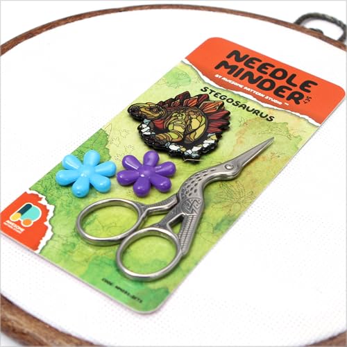 Awesome Pattern Studio Needle Minder Set - Stegosaurus Magnetic Needle Minder. Enamel Pin for Cross Stitch, Embroidery and Craft (Set #2) - color: Set #2