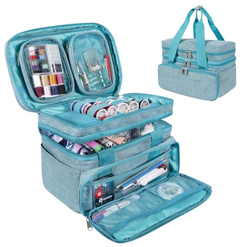 SINGER Portable Sewing Storage Organizer Bag, 18 Compartments, Carry-All - color: Teal