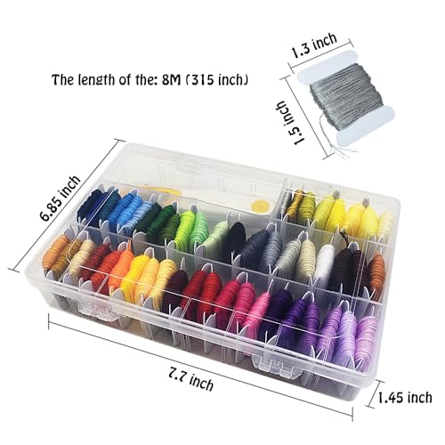 Embroidery Floss Thread Kit 100％ Cotton Floss Bobbins and Cross Stitch Kit Bracelets Floss Crafts Floss (50 Color) - color: 50 Color