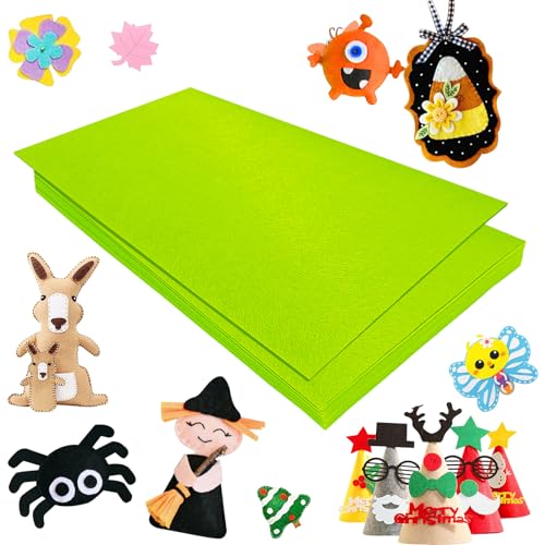 Jtnohx Felt for Crafts, 16 Pcs Felt Fabric, 7"×11.3" Stiff Felt Sheets, Craft Felt Square for Sewing (Lime Green) - color: Lime Green