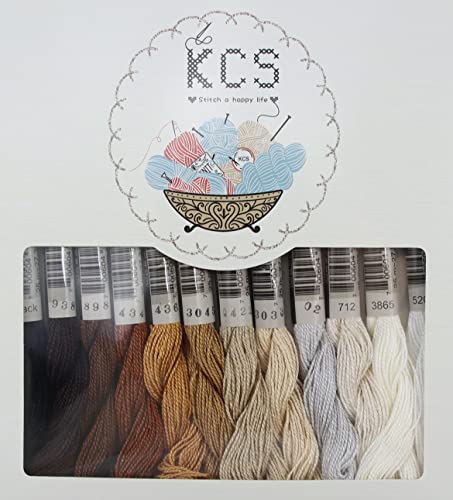 KCS 328 Yards(300 Meters) Mercerized Pearl Cotton Crochet Needlepoint Thread,Size 5, 12 skeins,Mixed Color 04 - color: 12color04, size: 12 skeins
