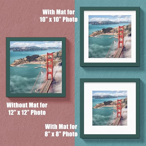 12x12 Wood Picture Frames for Wall Hanging or Tabletop,Diamond Painting Frame Baby Scan Picture Frames with 2 Mats Display 8x8 or 10x10 for Family Walls Decoration,Anniversary,Wedding,Christmas(Dark - color: Dark Green, size: 12x12 inch