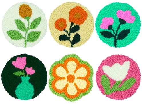 Mefatus Punch Needle Kit for Beginners Adults Easy Punch Needle Embroidery Kit Tool Threader Fabric Hoop Yarn Rug Tufting - color: Flower