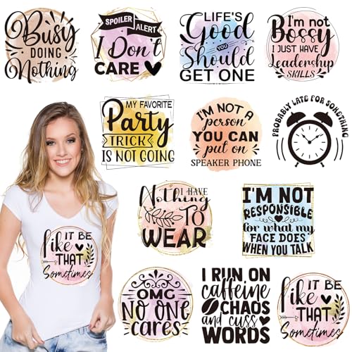 Dazaoratix Sarcastic Iron on Patches - 12 PCs Funny Heat Transfer Design Stickers Ready to Press Black Humor Joke Shirts Decals for T-Shirts Men Adult Clothes Women DIY Crafts Clothing Hat Decoration - style: Black Humor-24Pcs