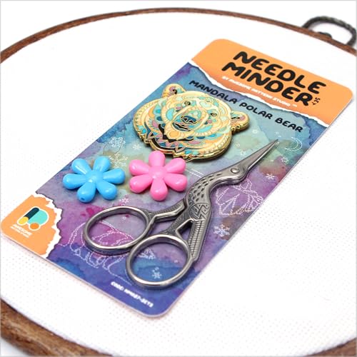 Awesome Pattern Studio Needle Minder Set - Mandala Polar Bear Magnetic Needle Minder. Enamel Pin for Cross Stitch, Embroidery and Craft (Set #2) - color: Set #2