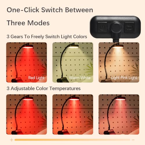 Choudao Rechargeable Red Light Book Light, Portable Reading Light,Black - color: Large clip-red light