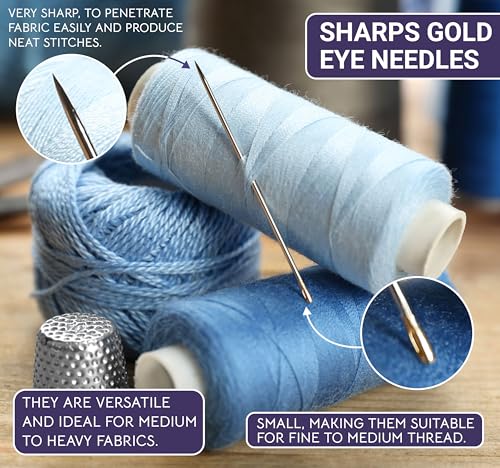 The Quilted Bear Gold Eye Sharps Sewing Needles, Sizes 3/9 - size: Sharps Needles 3/9