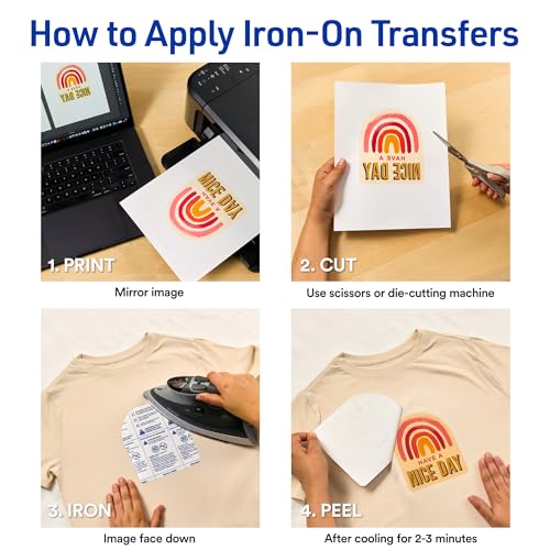 Avery Printable Heat Transfer Paper for Light Fabrics, 8.5" x 11", Inkjet Printer Compatible, 12 Sheets of Iron On Transfer Paper, Great for Custom Shirts, Uniforms, Gifts, and More (3275) - size: 8.5"x11", style: 12 transfers