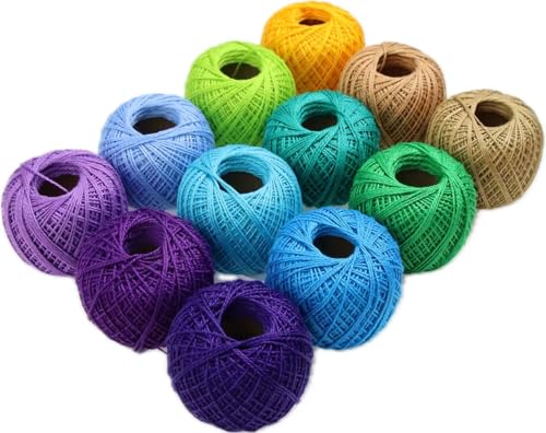 KCS Mercerized Pearl Cotton Thread Size 8 Crochet Needlework Embroidery Threads Ball (12, 12balls14) - color: 12balls14
