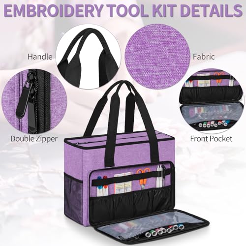 GMAK Embroidery Storage Bag, Embroidery Project Storage Carrying Tote Bag - color: Purple