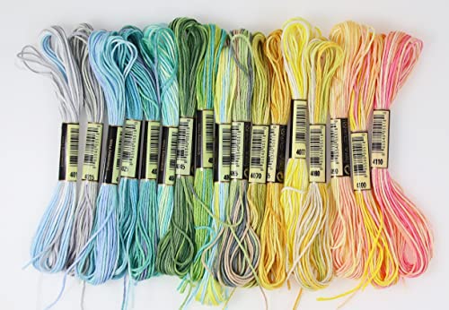 KCS 78 skeins of Polycotton Color Variegated 6 Stranded Cross Stitch Threads Embroidery Floss