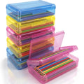Blulu 6 Pack Double Layer Pencil Boxes Large Capacity,Blue, Rose, Yellow - color: Blue, Rose, Yellow
