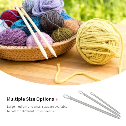 Acoeitl 3 Pcs 3 Size Aluminum Blunt Yarn Needles Large Eye Wool Needles for Yarn Crochet Weaving Darning Tapestry Needle for Beginners Sewing Needles Stitches (5.1 in, 4 in, 2.8 in) - style: Grey-5.1In/4In/2.8In