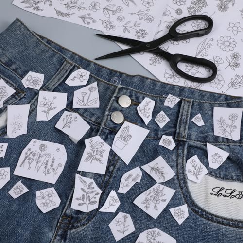 122 Pcs Embroidery Patterns Water Soluble Stick and Stitch Embroider Paper Wash Away Embroidery Stabilizers Tear Away Patterns Water Soluble Stabilizer for Hand Sewing Lover