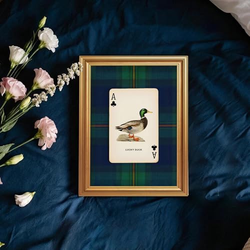 Wojuin Lucky Duck Ace of Clubs Illustration Framed Canvas Wall Art 8x10 in - color: Lucky Duck, size: 10"L x 8"W