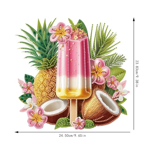 POETRYDRAW Diamond Art Ornament Desktop Kit Ice Cream Fruit, Stand Up Diamonds Painting Ornament for Adults, 5D DIY Special Diamond Gem Craft Tabletop Placement Board Kit - color: Ice Cream Fruit