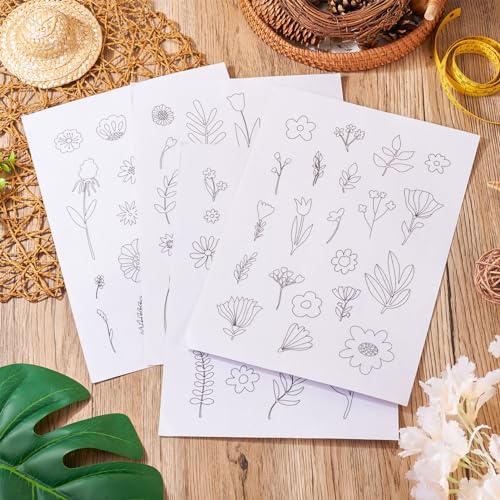 Magibeads 80Pcs Flower Leaf Water Soluble Stabilizer for Embroidery Floral Patterns Adhesive Stick and Stitch Embroidery Transfer Paper for Hand Sewing Beginners - color: Flower & Leaf