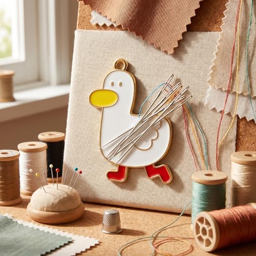Cute Cartoon Duck Magnetic Needle Minder 1Pack Strong Non-Slip Magnet Holder Cross Stitch Embroidery Sewing Accessories White