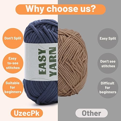 UzecPk 4 * 50g/1.76oz Beginner Yarn, 4 * 87yds Beginner Crochet Yarn - color: Dark Blue+Light Gray+Dark Gray+Black