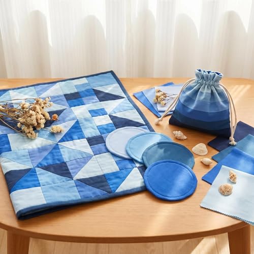 Blue Solid Cotton Quilting Fabric Charm Pack 5" Precut Quilt Squares, 42 PCS 7 Colors (6 Each), Medium Weight Fabric for Quilting Sewing Patchwork - color: Blue, size: 5 inch x 5 inch