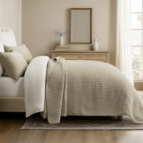 EverGrace 100% Cotton Cross Stitch 3-Piece Quilt Set, King, Driftwood - color: Driftwood, size: King/Cal King (108" X 96")