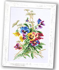 Povitrulya Summer Flowers - Embroidery Set - DIY Counted Cross Stitch Kit with Paper Pattern, 14 Count Aida Canvas and Pre-Sorted Floss - color: Summer Flowers