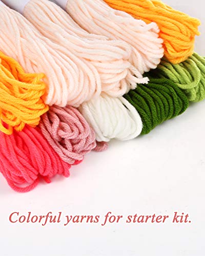 Pllieay 2 Set Punch Needle Embroidery Starter Kits Include Instructions, Punch Needle Fabric with Pattern, Yarns, Embroidery Hoops for Rug-Punch & Pinch Needle - size: 2 Style