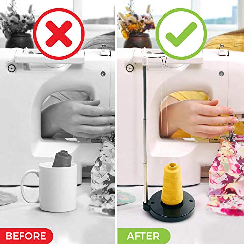 Adjustable Height Thread Holder Stand for Spools of Sewing Machine Black - color: Adjustable Black