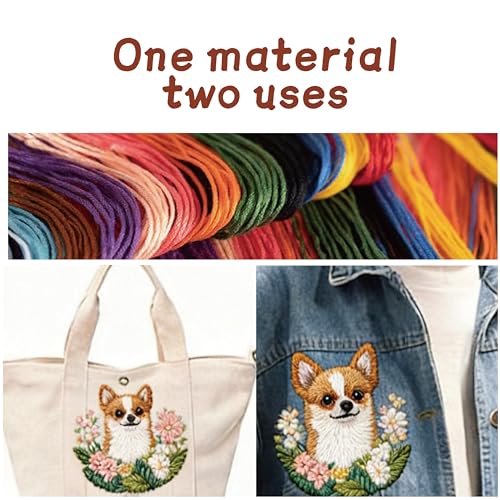 HCANPER Cute Dog Embroidery Starter Kit,DIY Needle Punch Kit, Punch Needle Kits for Beginners,Include Pre-Printed Fabric,Tools,Embroidery Hoop,Threads,Easy for Adults and Children. (Pink) - color: Pink