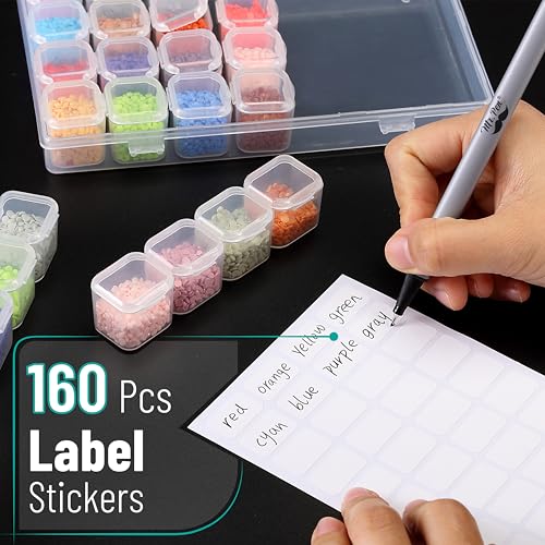 Mr. Pen- Bead Storage Containers, 28 Grids, 2 Pack, Clear White - color: Clear White, size: 2 Pack-56 Pcs(6.8"x4.4"x1")