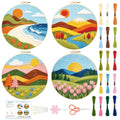 BEUNITONE 4 Set Embroidery Kit for Adults Beginner with Hoops & Instruction - style: C-Beginner Scenery