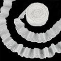 FINGERINSPIRE 15 Yards Cotton Lace Trim 1-5/8" Ivory White Eyelet Ribbon Floral Embroidery Ruffle With Wavy Edge for Sewing Dresses Bags Pets Clothes - color: WhiteSmoke