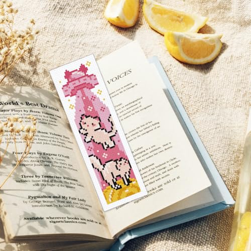 ORIGACH 6 Set Space Cat Cross Stitch Bookmark Kit for Beginner - style: Cats in Outer Space