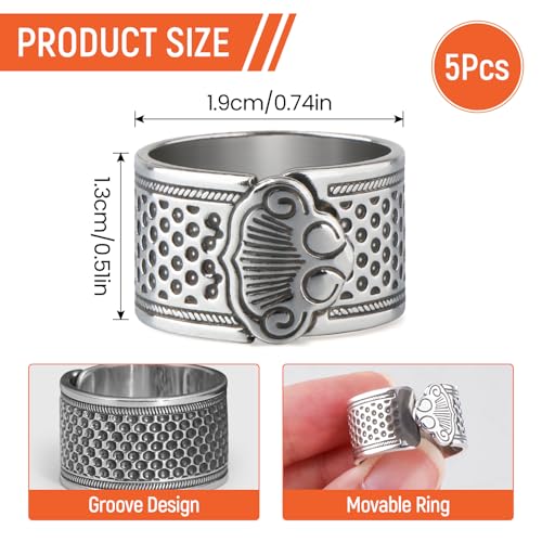 Colaxi 5Pcs Sewing Thimble Sewing Thimble Finger Protector Alloy Sturdy Fingertip Thimble Thimble for Hand Sewing for Needlework Embroidery