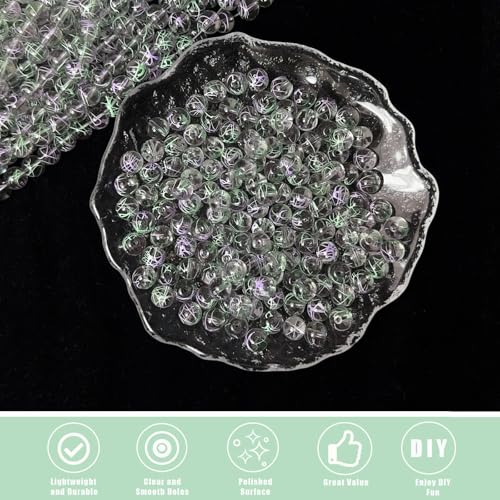 10mm Hand-Drawn Glass Beads Bulk 160pcs Green Purple Round - color: Green&Purple 10mm
