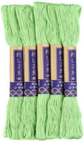 ダルマ手編糸 【ダルマ刺し子糸小かせ・細】40m col.12 5カセセット - color: Pale Green